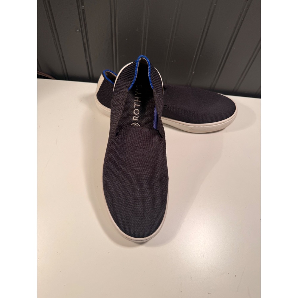 Rothys The Sneaker Black Solid Slip On Knit Shoes Womens 7.5